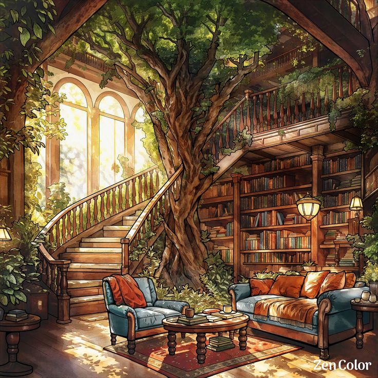 librería-zona-de-lectura-dentro-de-un-árbol